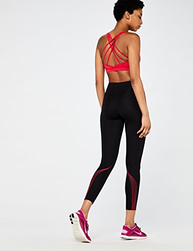 Marca Amazon - AURIQUE Bal181la18 - leggings deporte mujer Mujer, Negro (Black/love Potion), 40, Label:M