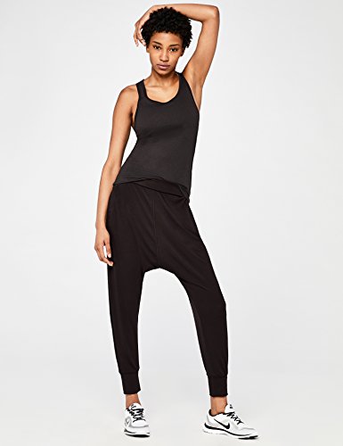 Marca Amazon - AURIQUE Camiseta para Yoga Mujer, Negro (Black), 38, Label:S