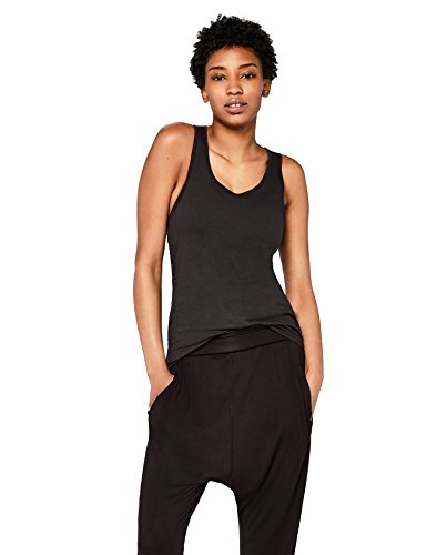 Marca Amazon - AURIQUE Camiseta para Yoga Mujer, Negro (Black), 38, Label:S