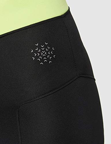Marca Amazon - AURIQUE Contrast Panels BAL004, Mallas de entrenamiento Mujer, Multicolor (Black/Lime), 10 (Manufacturer size: Small)