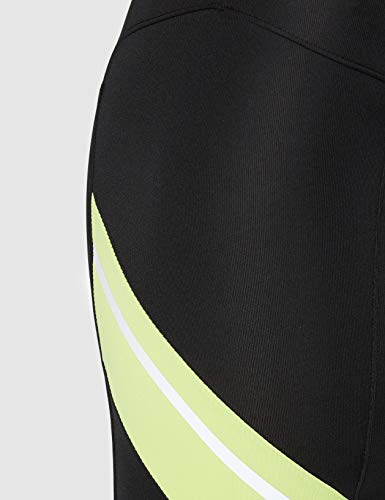 Marca Amazon - AURIQUE Contrast Panels BAL004, Mallas de entrenamiento Mujer, Multicolor (Black/Lime), 10 (Manufacturer size: Small)