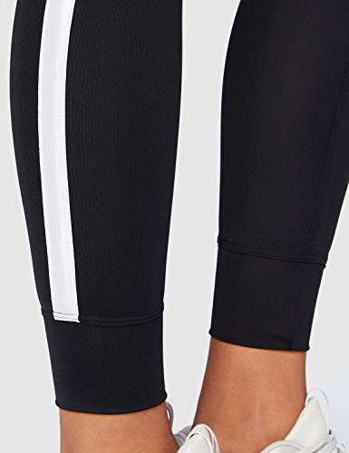 Marca Amazon - AURIQUE Leggings de Deporte con Banda Lateral Mujer, Negro (Black), 34, Label:XXS