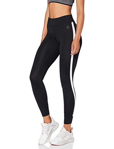 Marca Amazon - AURIQUE Leggings de Deporte con Banda Lateral Mujer, Negro (Black), 34, Label:XXS