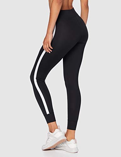 Marca Amazon - AURIQUE Leggings de Deporte con Banda Lateral Mujer, Negro (Black), 34, Label:XXS