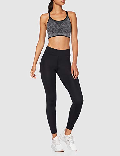 Marca Amazon - AURIQUE Leggings de Deporte con Banda Lateral Mujer, Negro (Black), 44, Label:XL