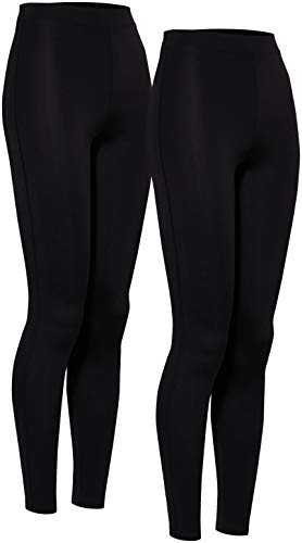 Marca Amazon - AURIQUE Leggings de Deporte Mujer, Pack de 2, Negro (Black), 36, Label:XS