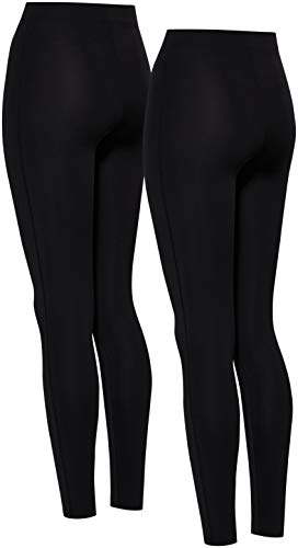 Marca Amazon - AURIQUE Leggings de Deporte Mujer, Pack de 2, Negro (Black), 36, Label:XS