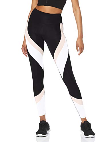 Marca Amazon - Aurique Leggings deportivos para Mujer, Negro (Black/Blush/White), 38, Label:S