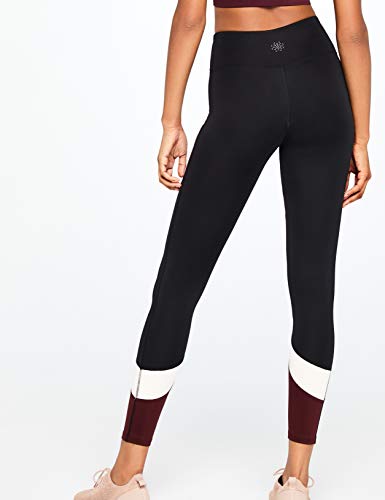 Marca Amazon - Aurique Leggings deportivos para Mujer, Negro (Black/Port Royale/Blush), 36, Label:XS