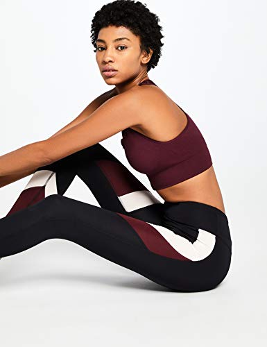 Marca Amazon - Aurique Leggings deportivos para Mujer, Negro (Black/Port Royale/Blush), 36, Label:XS