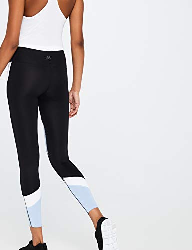 Marca Amazon - Aurique Leggings deportivos para Mujer, Negro (Black/Serenity/White), 42, Label:L