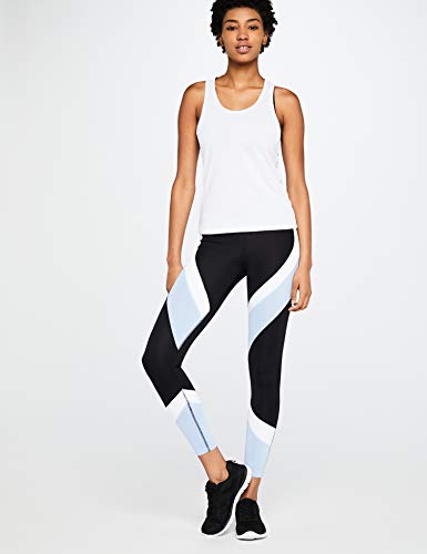 Marca Amazon - Aurique Leggings deportivos para Mujer, Negro (Black/Serenity/White), 42, Label:L