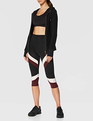 Marca Amazon - AURIQUE Mallas de Deporte Combinadas Cortas Mujer, Negro (Black/White/Maroon), 40, Label:M