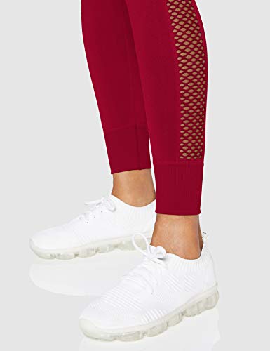 Marca Amazon - AURIQUE Mallas de Deporte sin Costuras de Tiro Alto Mujer, Rojo, 38, Label:S