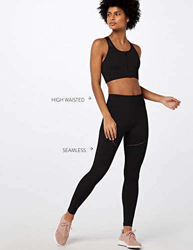 Marca Amazon - AURIQUE Mallas de Deporte sin Costuras Mujer, Negro (Black), 44, Label:XL