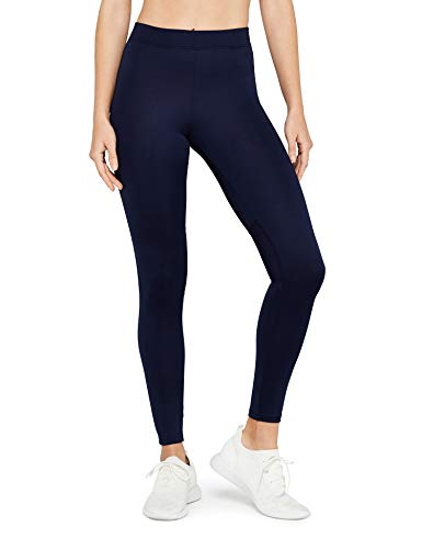 Marca Amazon - AURIQUE Mallas Largas de Deporte Mujer, Azul (Navy), 40, Label:M