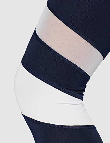Marca Amazon - AURIQUE Mallas para Correr por el Tobillo de Tiro Alto Mujer, Azul (Navy/White), 42, Label:L