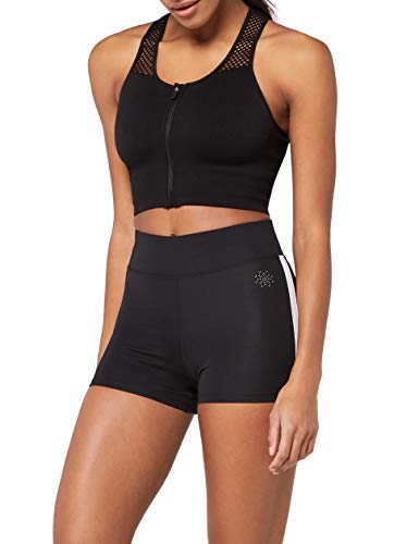 Marca Amazon - AURIQUE Shorts de Deporte con Banda Lateral Mujer, Negro (Black), 42, Label:L