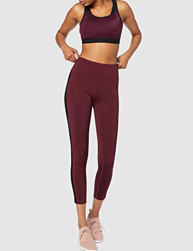 Marca Amazon - Aurique Sujetador para Deportes de Medio Impacto Mujer, Negro (rojo morado/negro)., L, Label:L