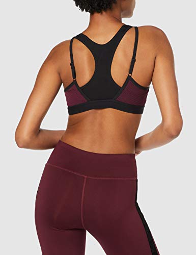 Marca Amazon - Aurique Sujetador para Deportes de Medio Impacto Mujer, Negro (rojo morado/negro)., L, Label:L