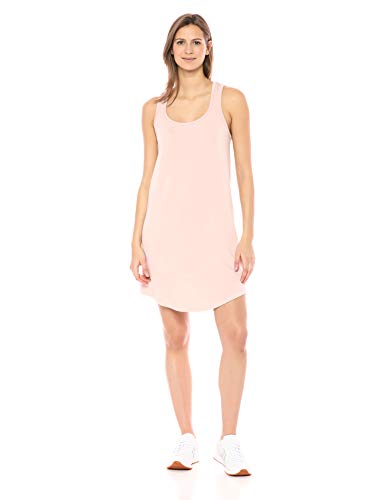 Marca Amazon – Daily Ritual: vestido de algodón terry súper suave con espalda musculosa y faldón para mujer., Rosado, US L (EU L - XL)