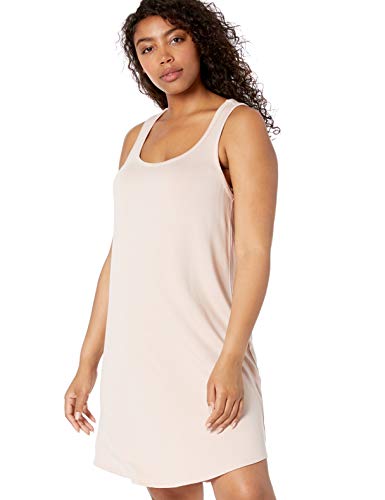 Marca Amazon – Daily Ritual: vestido de algodón terry súper suave con espalda musculosa y faldón para mujer., Rosado, US L (EU L - XL)
