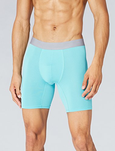 Marca Amazon - find. Bóxer Largos de Deporte para Hombre, Pack de 2, Azul (Turquoise/Worker Blue), M, Label: M