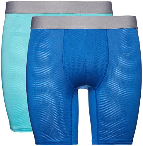Marca Amazon - find. Bóxer Largos de Deporte para Hombre, Pack de 2, Azul (Turquoise/Worker Blue), M, Label: M