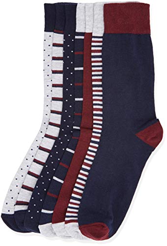 Marca Amazon - find. Calcetines Hombre, Pack de 7, Multicolore (Stripes and Dot Print), 39-43.5 EU, Label: 6-9.5 UK