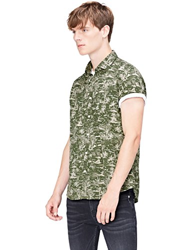 Marca Amazon - find. Camisa Hombre, Verde (Khaki Palm), XL, Label: XL