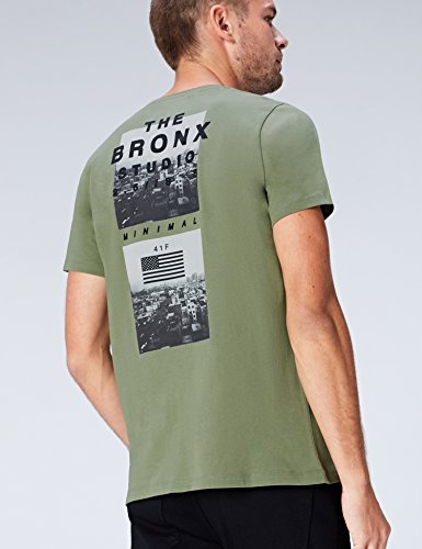 Marca Amazon - find. Camiseta Bronx para Hombre, Verde (Tea 001), M, Label: M