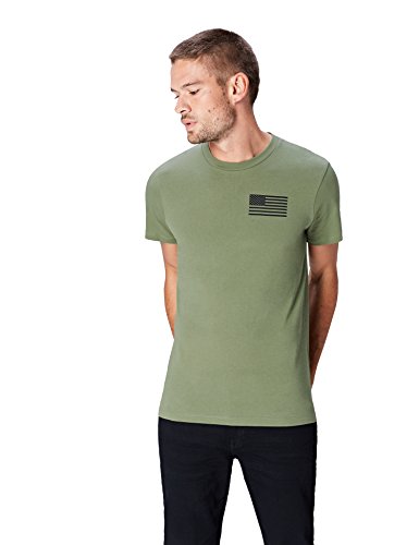 Marca Amazon - find. Camiseta Bronx para Hombre, Verde (Tea 001), M, Label: M