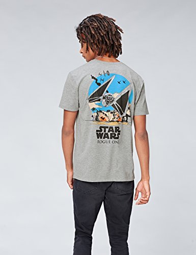 Marca Amazon - find. Camiseta de Star Wars 'Rogue One' para Hombre, Gris (Grey), M, Label: M