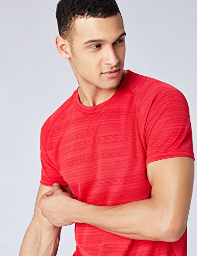 Marca Amazon - find. Camiseta Deporte Básica Hombre, Rojo (Red), M, Label: M