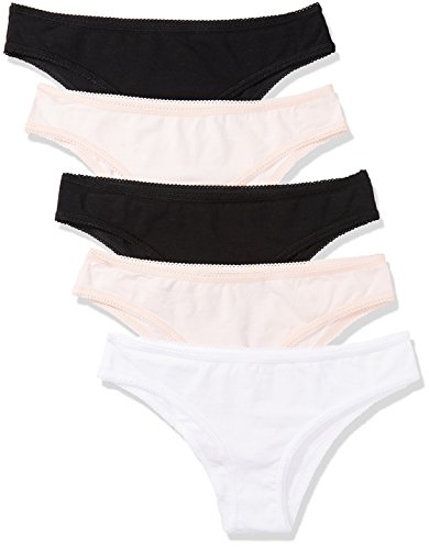 Marca Amazon - IRIS & LILLY Braguita Brasileña de Agodón para Mujer, Pack de 5, Multicolor (Soft Pink), Small