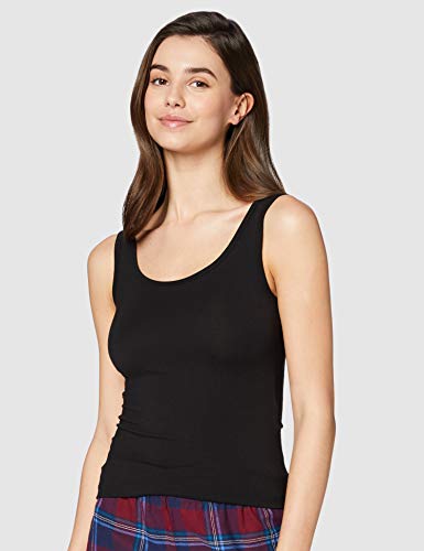 Marca Amazon - IRIS & LILLY Camiseta Interior Térmica Ligera de Tirantes para Mujer, Pack de 2, Negro (Black), M, Label: M