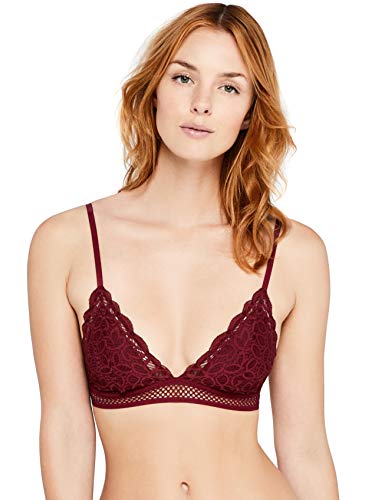 Marca Amazon - IRIS & LILLY Crochet Lace Triangle Sujetador Estilo Bralette Mujer, Rojo (Rhododendron), S, Label: S