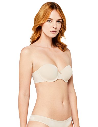 Marca Amazon - IRIS & LILLY Sujetador Preformado con Tirantes Extraíbles Body Smooth para Mujer, Beige (Pale Nude), 100D (Talla del fabricante: 38D)