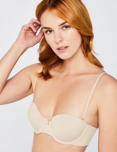 Marca Amazon - IRIS & LILLY Sujetador Preformado con Tirantes Extraíbles Body Smooth para Mujer, Beige (Pale Nude), 100D (Talla del fabricante: 38D)