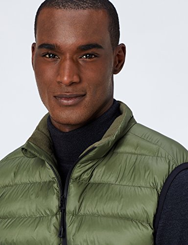 Marca Amazon - MERAKI Chaleco Acolchado Hombre con Cuello Alto, Verde (Khaki), M, Label: M