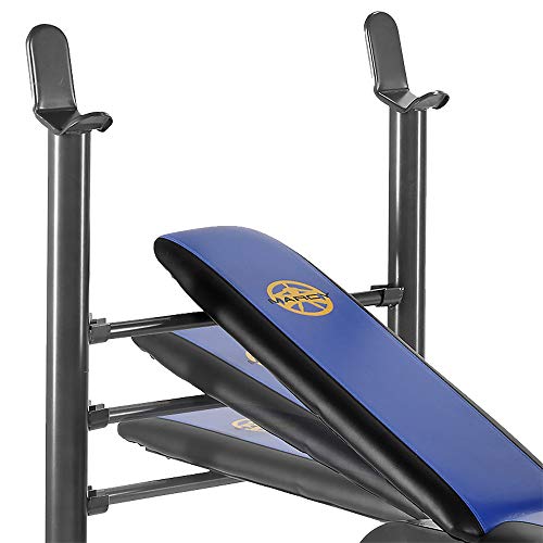 Marcy MWB-36780b para principiantes – Press de banca con barra de 35 kg - Banco de musculación completo multifunción – Curl de piernas & Curl de bíceps – Pec Dec Pectorales