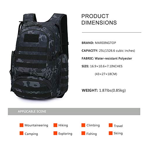 Mardingtop 25L/35L Mochillas Assault Mochila Táctica Militar Mochila de Marcha Trekking Camping Deporte al Aire Libre