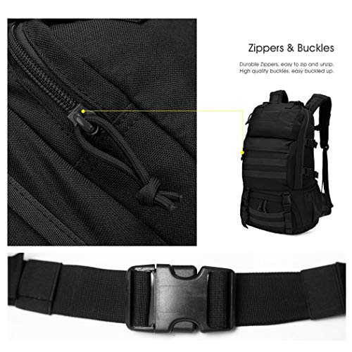 Mardingtop 40L Mochila Táctica Militar Mochilla Assault MOLLE Bolsa de Emergencia Mochilas de Senderismo para Trekking, Montañismo, Camping, Negro