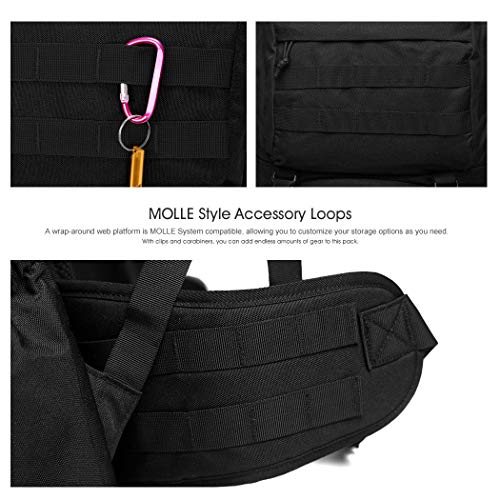 Mardingtop 40L Mochila Táctica Militar Mochilla Assault MOLLE Bolsa de Emergencia Mochilas de Senderismo para Trekking, Montañismo, Camping, Negro