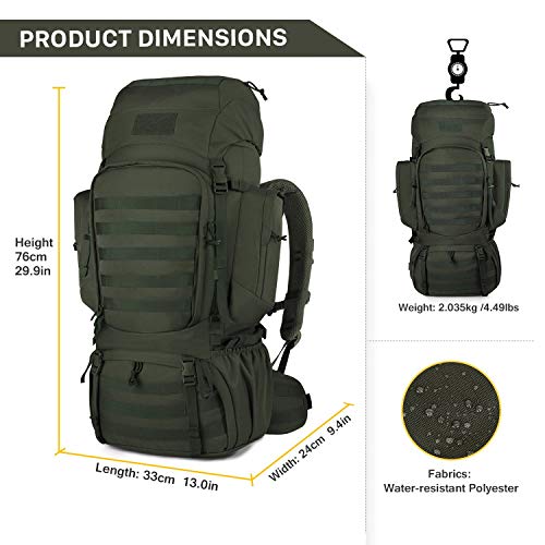 Mardingtop 50L/60L Mochila Táctica Militar Mochilas de Asalto MOLLE de Gran Capacidad Bolsa de Emergencia para Montañismo, Senderismo, Acampada, Caza y Actividad al Aire Libre (Army)