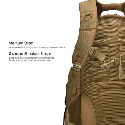 Mardingtop Mochila Táctica Militar Mochila de Asalto Molle Bolsa de Emergencia Mochilas Asalto Unisex para Senderismo Acampada Caza y Actividad al Aire Libre (Caqui,40L)