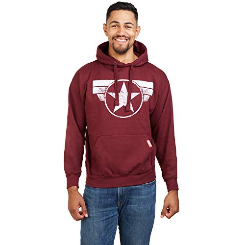 Marvel Captain America-Cap Logo Capucha, Rojo (Burgundy Blue), Large para Hombre