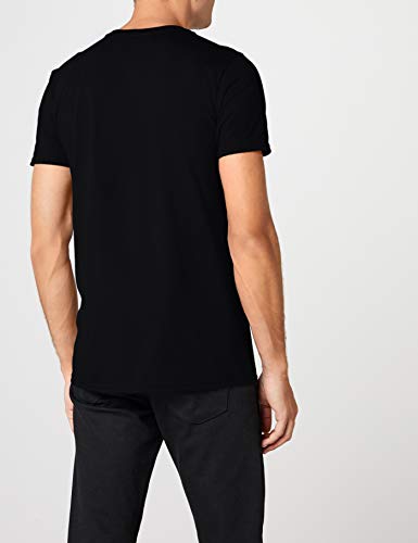 Marvel Comic Strip Logo T-Shirt Camiseta, Negro (Black), Large para Hombre