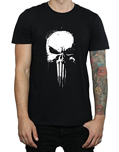 Marvel hombre Punisher Spray Skull Camiseta Large Negro