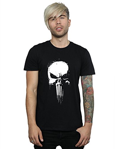 Marvel hombre Punisher Spray Skull Camiseta Large Negro